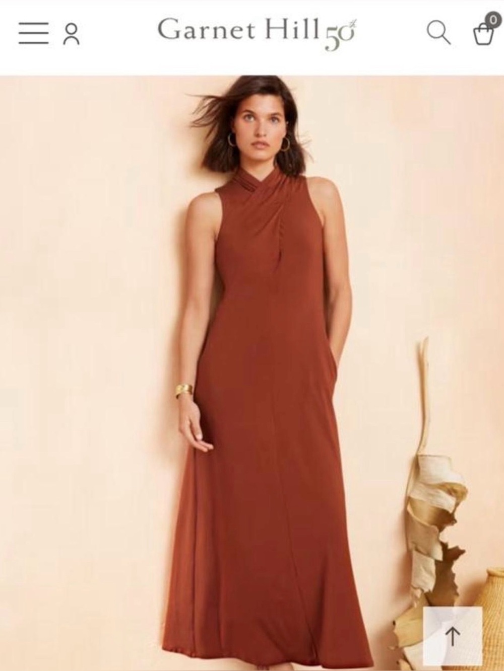 Garnet Hill Burnt Orange Tencil Maxi Dress Size Small Minimalist